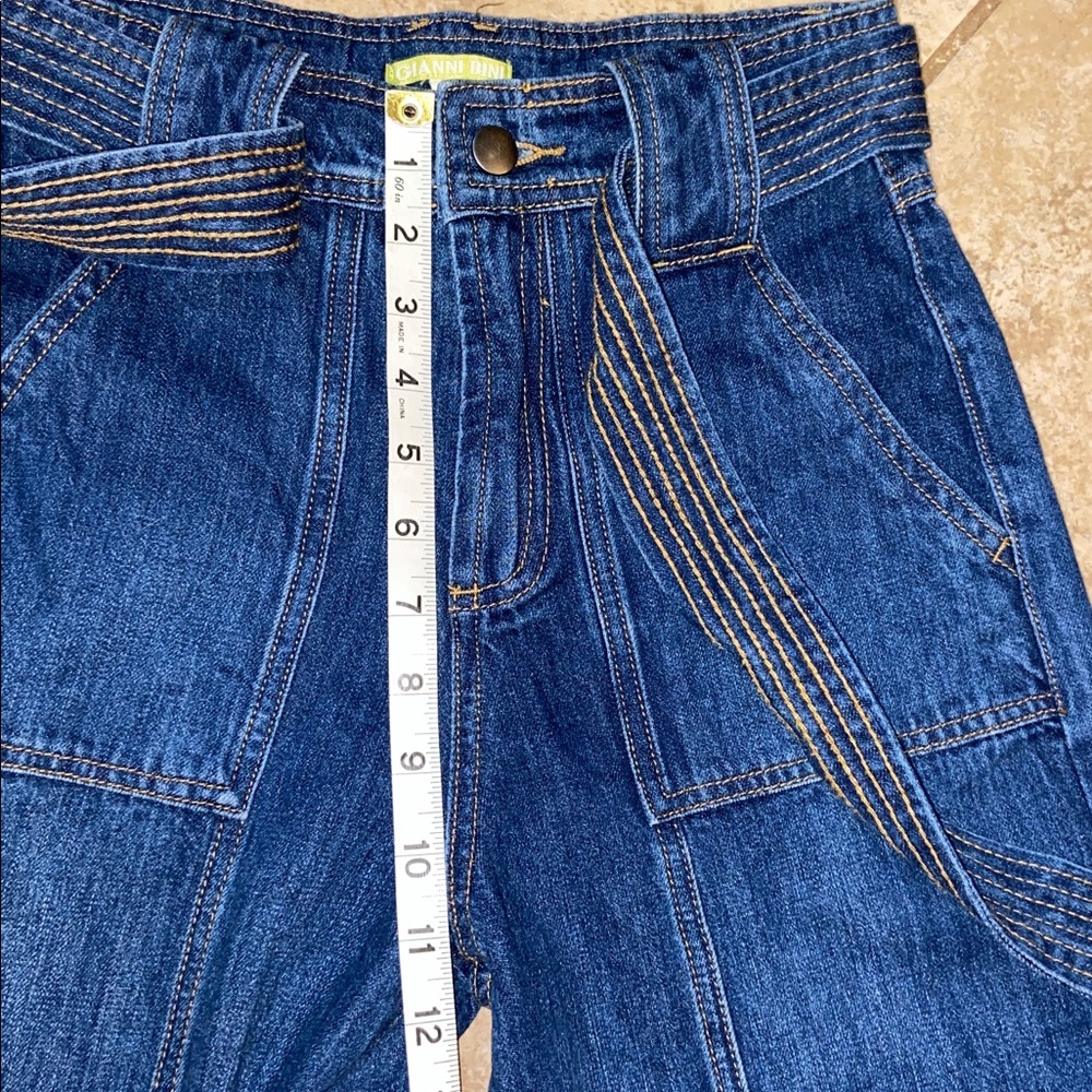 Gianni Bini High Rise Denim Jeans Wide Leg with Belt - Picture 6 of 9
